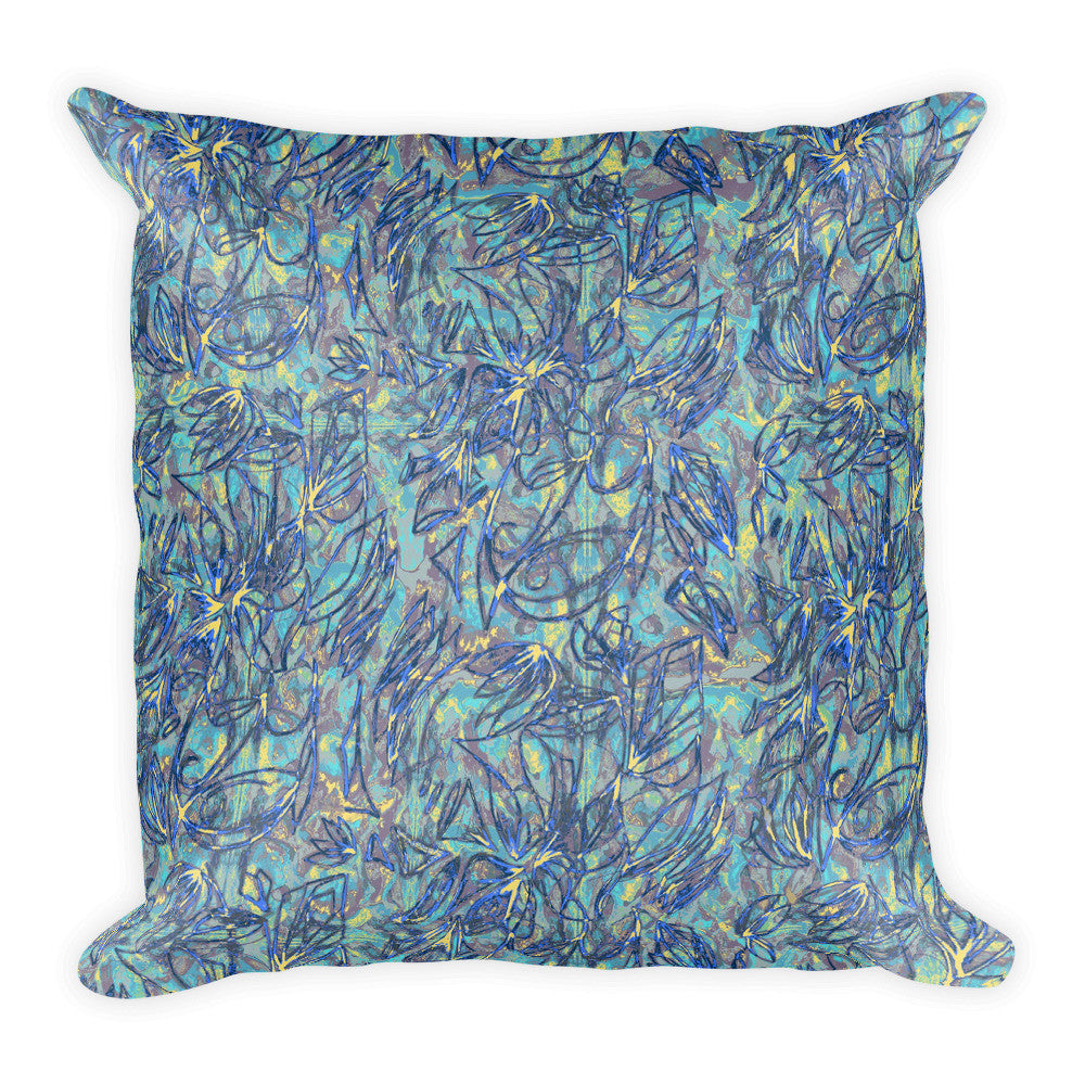 Line Floral Square Pillow